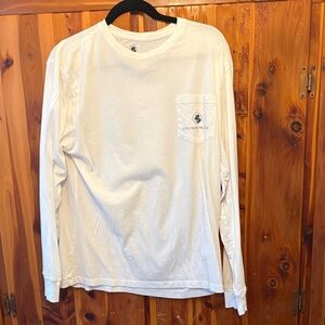 Southern Proper White Long-Sleeve Pocket Tee with Logo